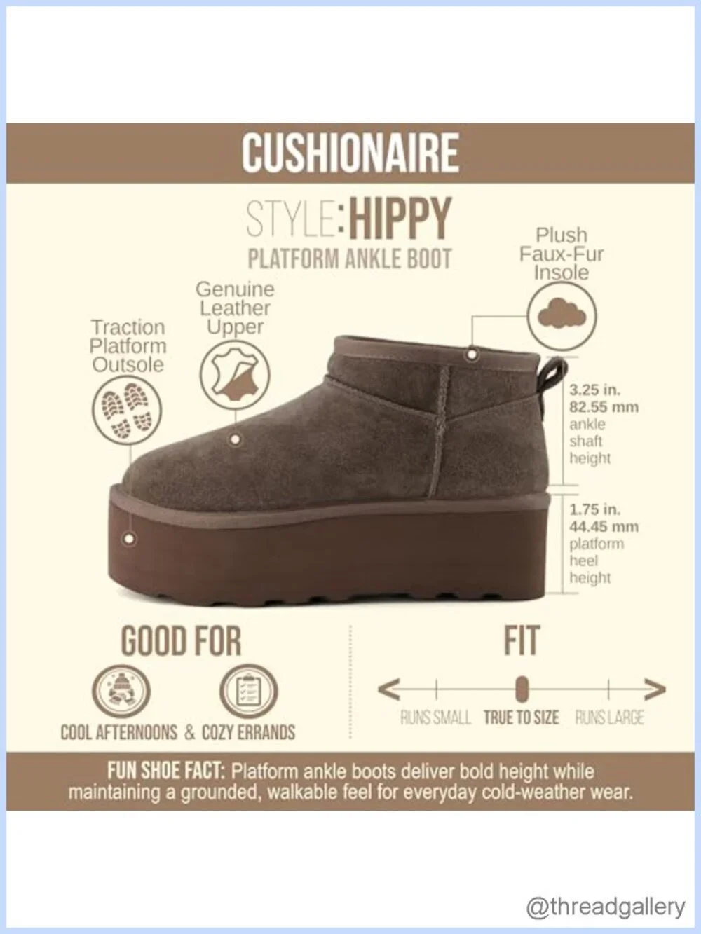 NEW Women's Platform Ankle Boots Genuine Suede Faux Fur Lining Memory Foam